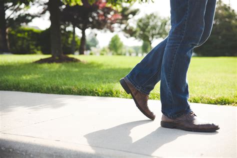 Free Images Man Walking Shoe Sidewalk Jeans Footwear Human
