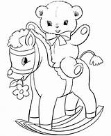 Bear Teddy Coloring Sheets Rocking Horse Activity Pages Printable Gif sketch template