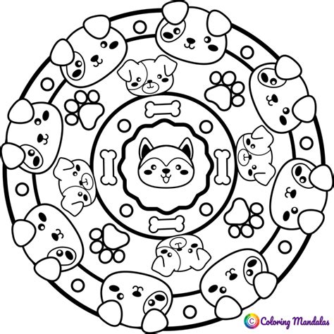 cute dogs mandala  kids coloring pages  kids