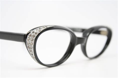 Black Cat Eye Glasses Rhinestone Vintage Cateye Frames 115 00 Via
