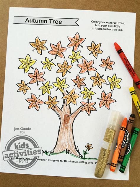 fall tree coloring page  celebrate autumn colors kids