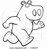 Hippo Clipart Cartoon Upright Running Coloring Cory Thoman Outlined Vector Clip sketch template