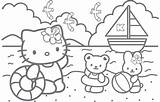 Kitty Hello Coloring Beach Pages Printable Para Playa La Colouring Dibujo Color sketch template