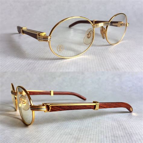 Cartier Giverny Vintage Eyeglasses 18kt Gold Bubinga Wood Full Etsy