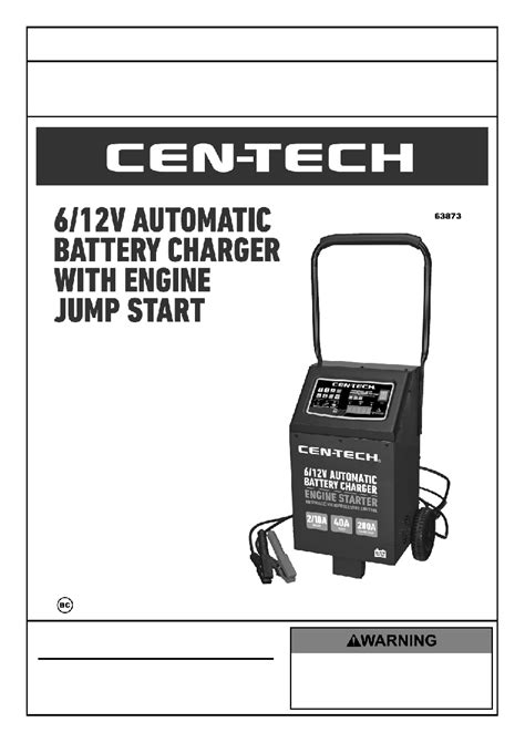 cen tech  battery charger owners manual safety instructions  viewdownload