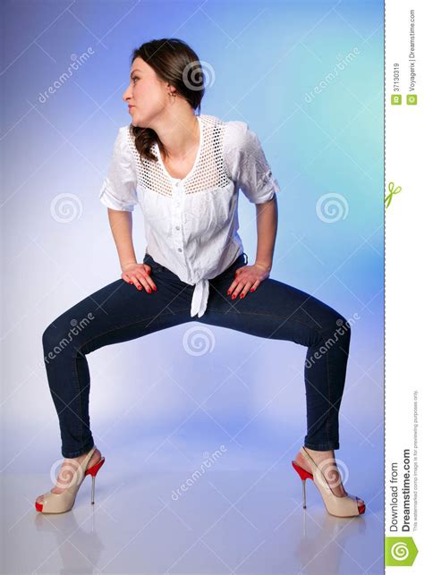 Full Body Woman In Casual Clothes Relaxed Pose