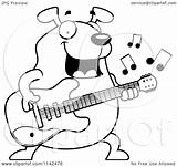 Dog Cartoon Guitarist Chubby Clipart Outlined Coloring Vector Cory Thoman Royalty sketch template