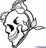 Skull Roses Draw Drawing Step Drawings Skulls Tattoo Outline Line Hard Getdrawings Pencil Visit Ad Traditional Wings sketch template