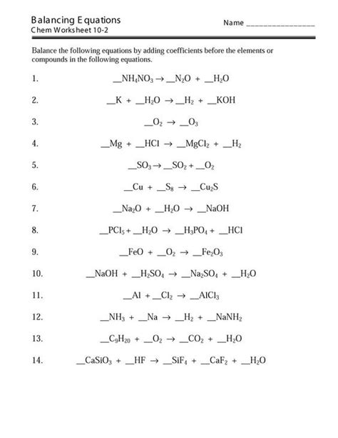 balancing equations worksheet  answer key tessshebaylo