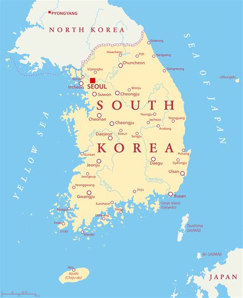 south korea map guide   world