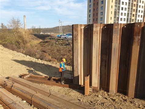 permanent steel sheet pile walls dewatering silent piling