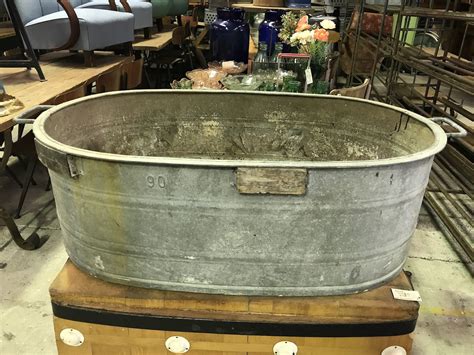 vintage industrial czech  galvanised oval wash tub  fossil vintage australia