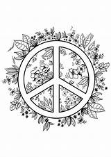 Coloring Pages Teens Peace Printable Adult Sign Teenagers Mandala Print Hippie Signs Symbol Templates Simple Buzzle War Sheets Girls Color sketch template