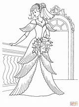 Coloring Pages Princess Beautiful Dress Wedding Printable sketch template