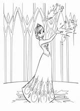 Coloring Elsa Frozen Pages Castle Drawing Queen Disney Kids Coronation Sketch Snowflake Dress Her Template Magic Snowflakes Paintingvalley sketch template