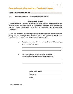 declaration  interest statement  fill  printable