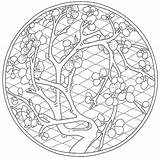 Coloring Pages Japanese Garden Cherry Blossom Chinese China Mandala Adult Asian Adults Coloriage Blossoms Stress Anti Mandalas Chine Life Color sketch template