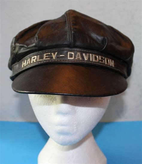 Vintage Harley Davidson Leather Motorcycle Hat Cap Usa Made Etsy