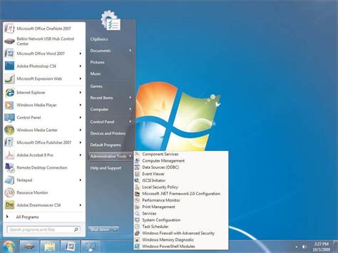 windows  administrative tools creating shortcuts