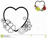 Frame Heart Coloring Line Book sketch template