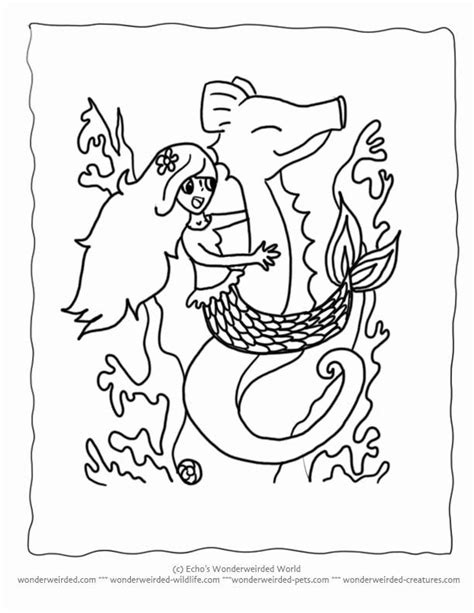 mermaid riding seahorse coloring pages xcoloringscom