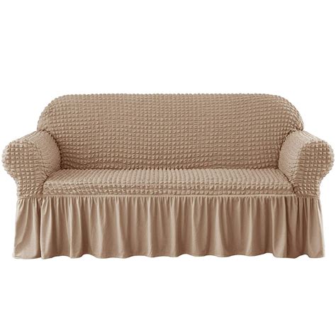 subrtex stretch sofa cover skirt style couch slipcover  piece universal seersucker sofa
