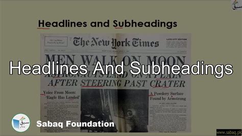headlines  subheadings english lecture sabaqpk youtube