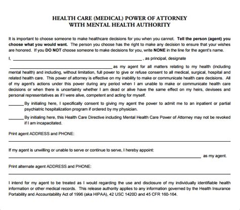 medical power  attorney forms samples examples formats