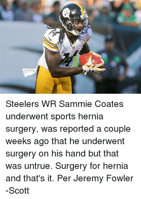 steelers wr sammie coates underwent sports hernia surgery  reported