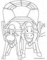 Cart Bullock Coloring Pages Kids Riding Horseback Piled High Popular sketch template