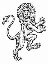 Lion Hind Rampant Heraldic Vector Crests Graphicriver sketch template