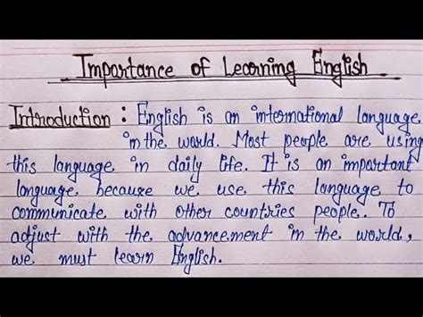 learn english essay    important  learn english