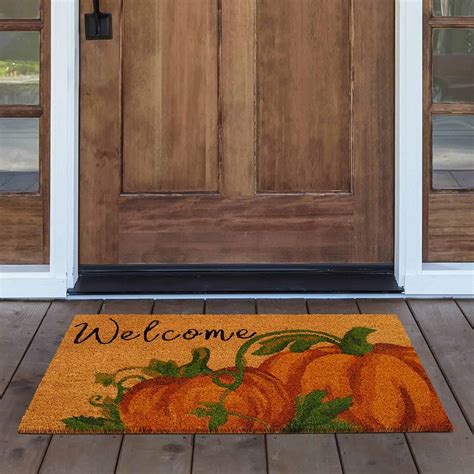 fall door mat elrene home fashions pumpkin coir doormat learn