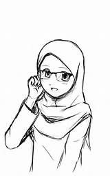 Muslim Drawing Girl Hijab Wearing Women Getdrawings sketch template