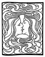 Behrens Baiser 1898 Imprimer Adulti Coloriages Justcolor Adultos Adulte Malbuch Erwachsene Fur Adultes Dapres Vitrail Vierge Vitraux Créé Gravure Partir sketch template