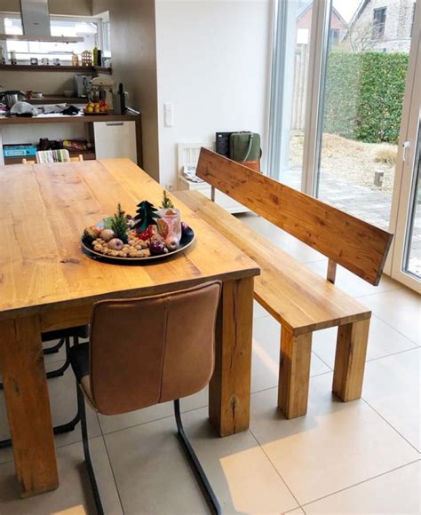 tisch mit sitzbank aus eiche rustikal