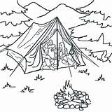 Camping Coloring Pages Tent Kids Outdoor Scene Camp Korner Mountain Drawing Night Family Color Time Campsite Printable Scouts Getdrawings Getcolorings sketch template