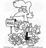 Mail Overwhelmed Junk Lady Cartoon 2552 Line Drawing Leishman Ron Protected Law Copyright May sketch template