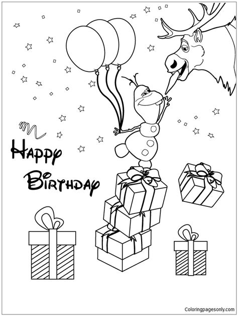 olaf happy birthday coloring pages