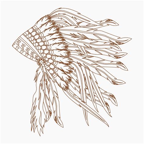 editable isolated side view native american headdress vector