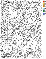 Christmas Number Color Coloring Pages Numbers Printable Holiday Kids Adult Winter Tree Print Nicole Sheet Navidad Book Reindeer Scene Code sketch template