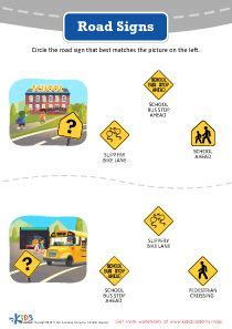 road signs  printable worksheet kids preschool kindergarten