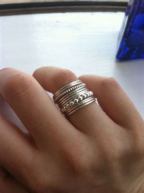 sterling silver stacking ring set of 11 by homegrownsilverstone