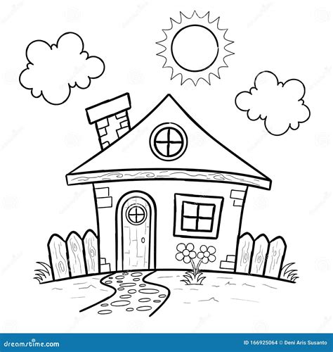 house coloring page  children stock illustration illustration