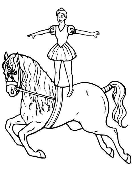 horse coloring page girl standing  circus horse horse coloring