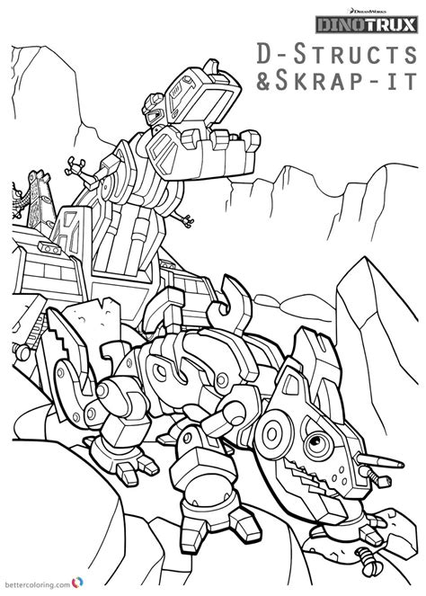 dinotrux coloring pages  structs  skrap   printable