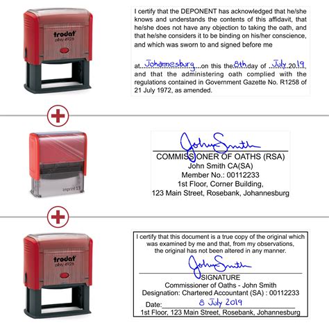 standard commissioner  oaths rubber stamp set  stamps