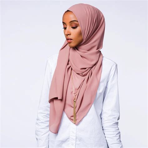 dusty rose premium chiffon  slip hijab chiffon jersey hijab