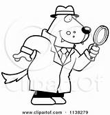 Detective Magnifying Glass Clipart Wolf Outlined Using Coloring Cartoon Cory Thoman Vector His Illustration Royalty Hips Hind Standing Hands Legs sketch template
