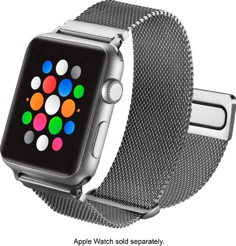 platinum magnetic stainless steel mesh band  apple  mm  mm silver pt awbsmb